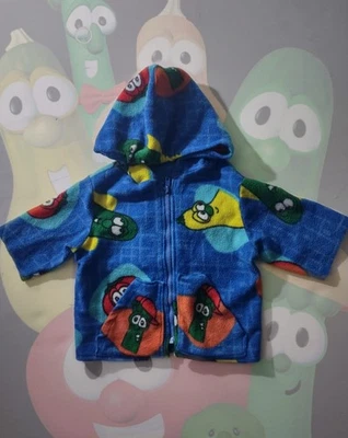 Vtg Veggie Tales Fleece Sweatshirt Christian Homeschool Baby  Hooded Jacket 🍅🥦 - Image 1 of 2