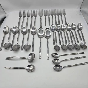 Vintage Reed & Barton Rebacraft Edelstahl Bambusgriff Besteck 38 Teile Japan - Bild 1 von 9
