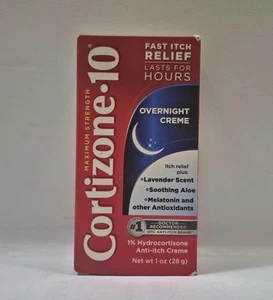 Cortizone 10 Maximum Strength Overnight Crème Itch Relief 1 oz Lavender Scent - Picture 1 of 1
