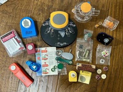 Vintage Lot Scrapbooking Junk Journal Supplies, Tools, Hole Punchers & More - Image 1 of 4