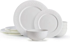 Haven Bone China Lightweight Chip Resistant 12 Piece Dinnerware Set, Service for - Picture 1 of 10