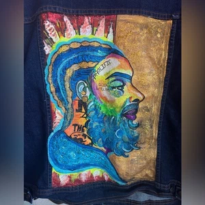 Nipsey Hussle The Marathon Continues Hand Painted Tribute Jeansjacke XXL - Bild 1 von 9