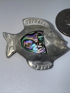 PIN PEZ VINTAGE PLATA DE LEY - ABULÓN - Taxco México - Imagen 1 de 4