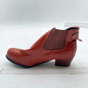 Women's Chelsea Ankle Boots Side Zipper Chunky Block Low Heel Booties Brown - Picture 1 of 6