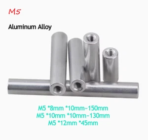 M5 OD8/10 mm Aluminium Gewinde Hülse Stange Stehbolzen Rundverbinder Langmuttern - Picture 1 of 14