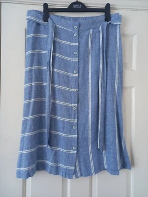 George Button Front Chambray Linen Mix Midi Skirt Size 16 - Brand New with Tags - Image 1 of 4