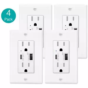 4PK Caricabatteria Rapido USB Tipo C e A con Presa TR Elettrica da Parete 4.2A - Foto 1 di 12