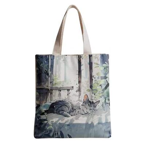 Carino Gatto Tote Bag - Borsa a tracolla in morbida flanella con tasca interna - Foto 1 di 12