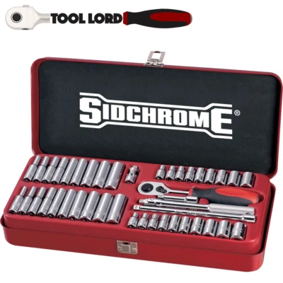 Sidchrome 43 Piece 1/4" Drv Socket Set Metric & AF 4-13mm & 3/16"-1/2" SCMT12130 - image 1 of 4