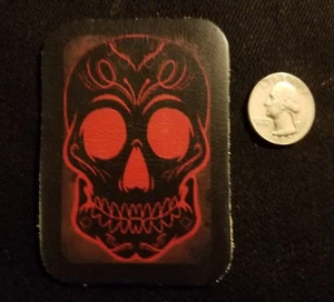 LEATHER day of the dead death skull patch Motorcycle Biker Patch - Foto 1 di 4
