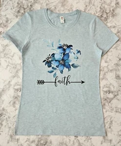 Light Blue Faith T-Shirt for Women Small - Picture 1 of 6