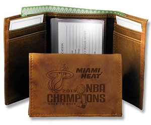 Miami Heat 100% Leather Wallet  Fold Trifold 2013  NBA Champions Last One  - Picture 1 of 2