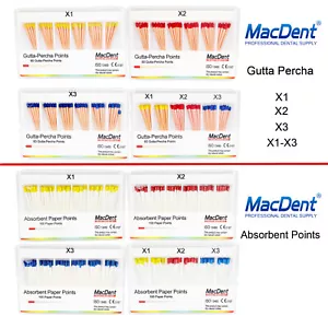 1PK Obturación Dental Siguiente Gutta Percha/Puntos Absorbentes Endo Raíz Canal X1-X3 - Imagen 1 de 32