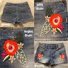 Crazy 8 Girls Size 7 jean embroidered floral shorts