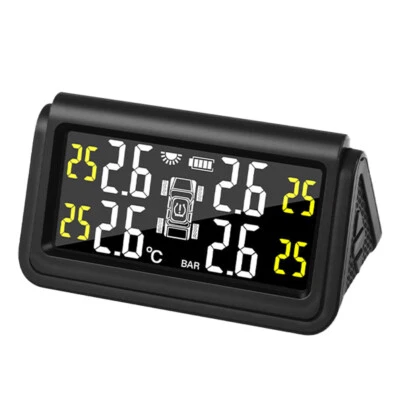 Sistema de monitoreo de alarma de presión de neumáticos solar inalámbrico TPMS 4 sensores externos Foto 1 de 4