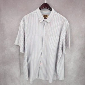 Foundry Shirt Mens 3XLT Gray Striped Button Up Short Sleeve Casual Big Tall - Picture 1 of 10