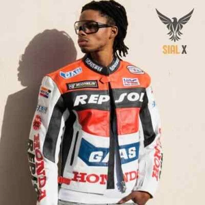 Honda Repsol Racing Motorbike Leather Jacket New Honda Motorcycle Biker Jacket - Picture 1 of 5