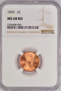 1997 Lincoln Memorial Cent NGC MS 68 RD MS68RED Gem Coin 1C - Picture 1 of 2