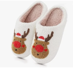 Christmas Slippers Cute Reindeer Slippers for Women, Soft Warm Preppy Fuzzy Wint - Picture 1 of 25