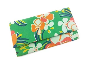Vtg Green Floral Kimono Fabric Clutch - 50s/60s Retro Vibe Purse Japanese Bag - Picture 1 of 10