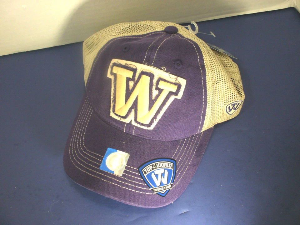 TOP OF THE WORLD~Púrpura UW WASHINGTON HUSKIES Sombrero/Gorra~Malla~Ajustable~NUEVO CON ETIQUETAS Foto 1 de 2