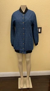 Zara Basic Free Size Disney Mickey Mouse Head Embroidered Denim Bomber Jacket - Picture 1 of 10