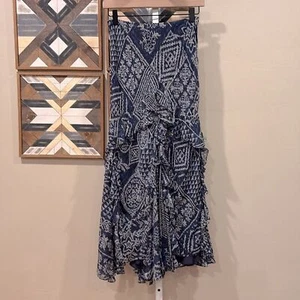 Falda midi vintage Ralph Lauren etiqueta negra boho seda con volantes 2 - Imagen 1 de 10