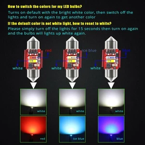 Alla 1860 LED 2-Color Switchback Interior Map Dome Light Bulbs DE3157 6418 578 - Picture 1 of 13