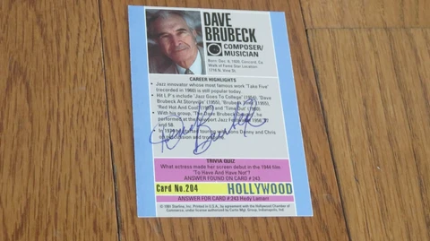 Dave Brubeck Autographed Hand Signed Card Jazz Composer Cover