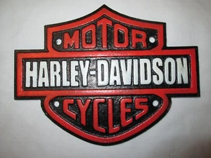 Harley Davidson Sign Cast Iron Wall Sign Plaque 73/4" x 6" - Picture 1 of 1