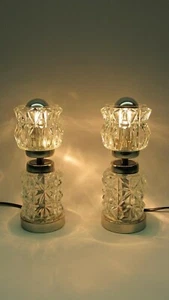 Limburg A 675 Paar Nachttischlampen Kristall Lampe Tischlampe Vintage '70er J - Picture 1 of 12