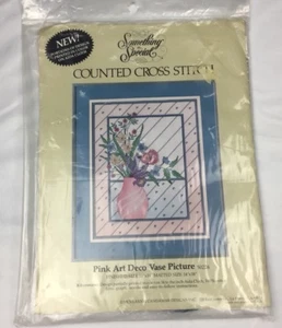 Something Special Counted Cross Stitch Kit Pink Art Deco Vase Picture - Picture 1 of 7