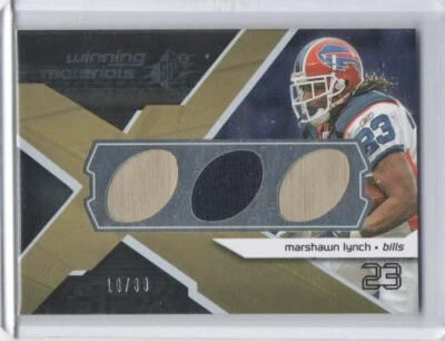 2008 SPx Winning Materials Football Shape 39 #WM-ML Marshawn Lynch 10/39 - Image 1 of 2