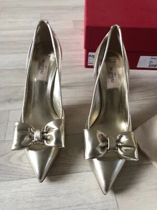 Valentino Pumps High Heels Valentino Jasper Stilettos Schleife Glas Gold UK5 EU38 - Bild 1 von 12