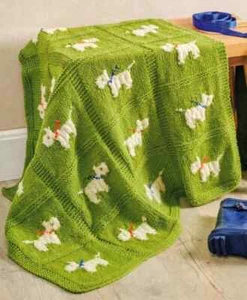 Scottie dog throw blanket chunky knit knitting pattern COPY a48 - Picture 1 of 1