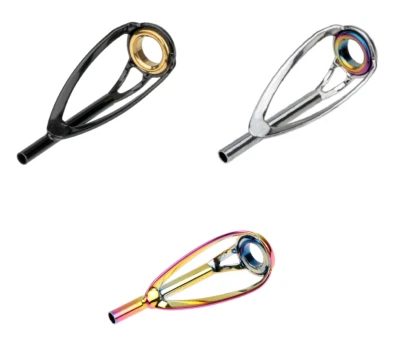 Curved Frame Fishing Rod Tip Replacement Eye Guide Black Rainbow Chrome Various - Image 1 of 4