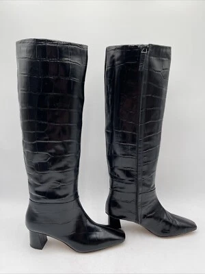 Women’s 3.1 PHILLIP Vero Cuoio Boots Croc-Embossed Leather Boots Black Size 37.5 - Image 1 of 4