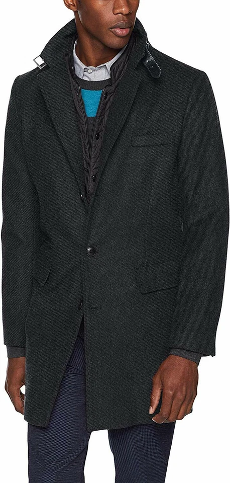 Abrigo cálido de lana con botones delanteros y cremallera peso pesado negro Sean John de $700 talla L Foto 1 de 1