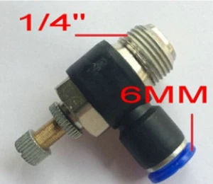 2x 1/4" Thread 6mm pneumatic Elbow Regulator Throttle Fitting Push fit air SL602 - Picture 1 of 1