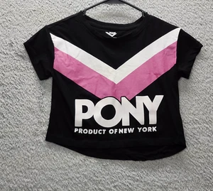 Vintage Pony Product of New York Short Shirt Black/Pink/White Size S (7/8) - Picture 1 of 6