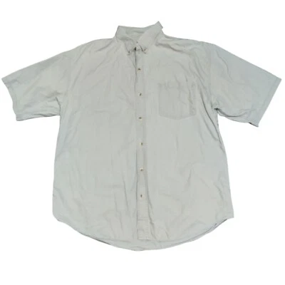Michael Austin XL Button Down Shirt Olive Grey 100% Cotton Short Sleeve Rugged - Image 1 of 4