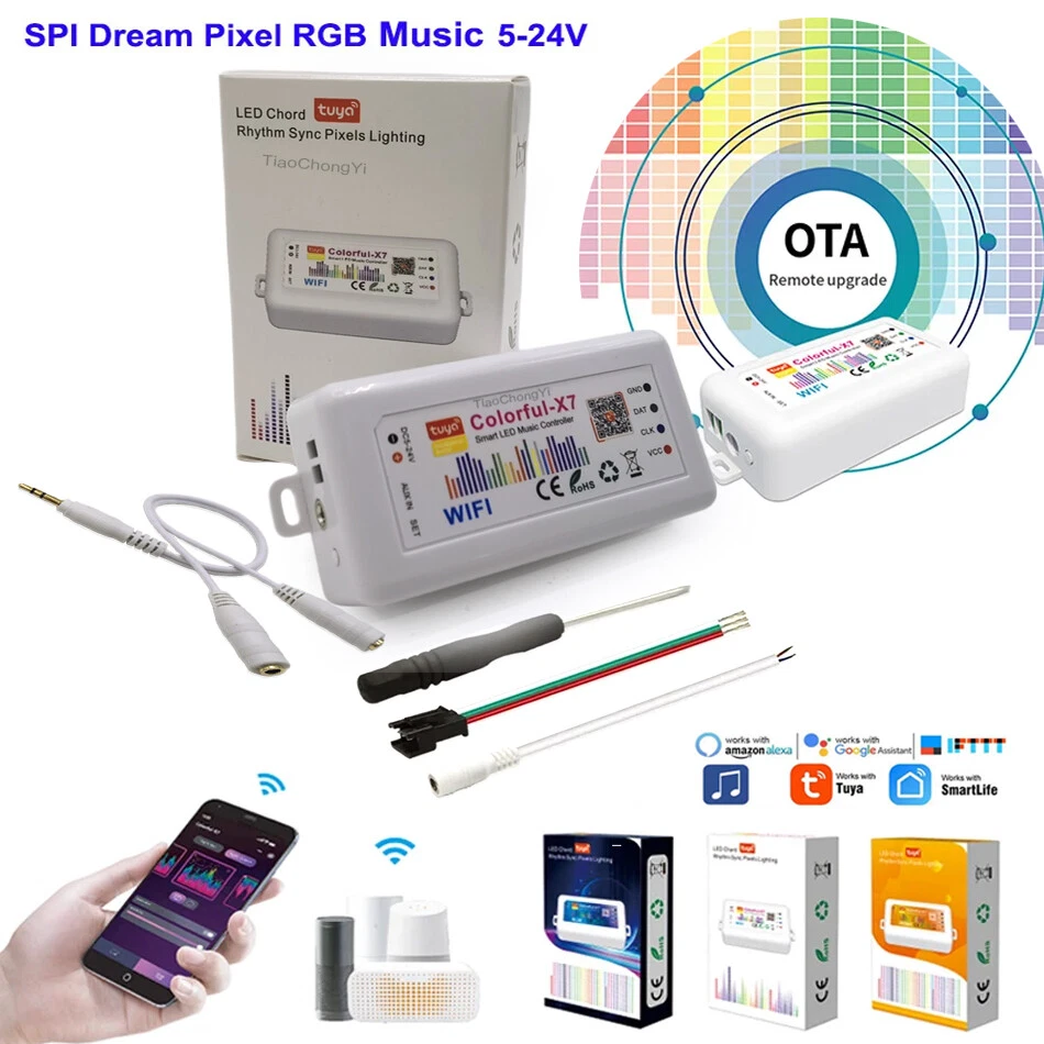 5V-24V Smart Tuya APP Led SPI Controller Colorful-X7 For WS2812B WS2811 RGB LED - Image 1 of 4
