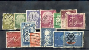 GERMANY(BUND) 1954-1960 13 DIFFERENT F-VF USED, MOSTLY COMMEMS $45 - Imagen 1 de 1