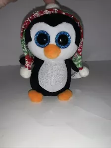 TY Plush Penelope Christmas Holiday Sparkle Penguin Stuffed Animal Blue Eyes - Picture 1 of 2