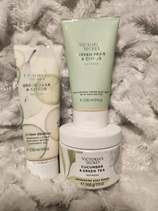Victoria's Secret CUCUMBER & GREEN TEA SCRUB, LOTION, BODY WASH Lot 3 - Picture 1 of 4