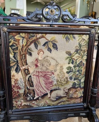 Антикварный камин Людовика XV эпохи Возрождения 1850-е экран вышивка ормол - Изображение 1 из 4