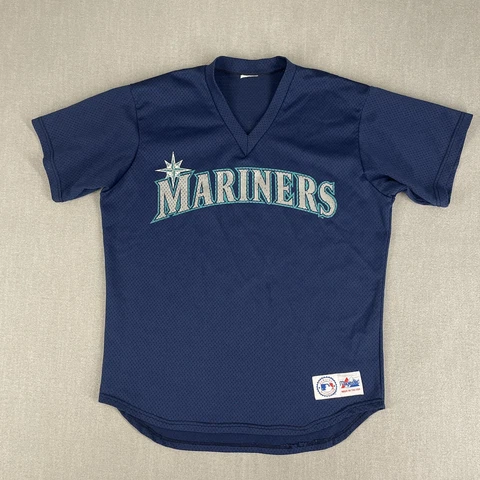 Vintage 90s Majestic Seattle Mariners Mens XL Mesh Ken Griffey Jr V-neck Jersey Cover