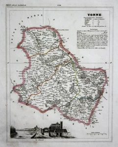 1830 Yonne France Département Bourgogne-Franche-Comté Carte - Picture 1 of 1