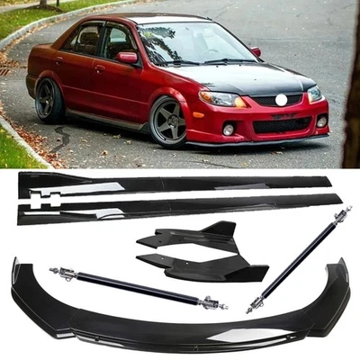 Front Bumper Lip Splitter Spoiler For Mazda Protege Gloss Black Body Kit Side - Image 1 of 4