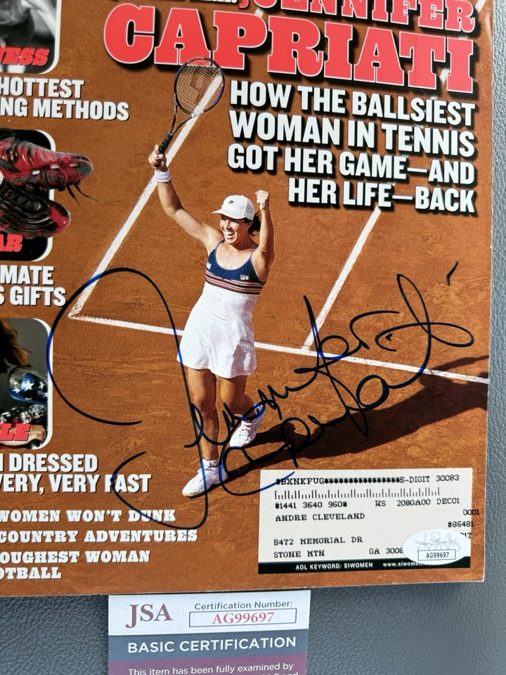 JENNIFER CAPRIATI Signed Dec / Jan 2002 Women’s SPORTS ILLUSTRATED JSA COA - Image 1 of 2